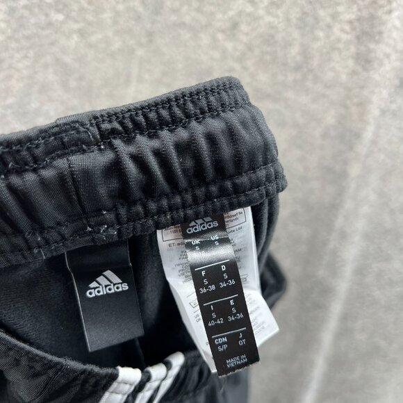 Adidas Track Pants Women Small Black White 3 Stripes Athletic Training Polyester - Picture 7 of 11